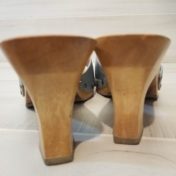 {7} MIA Y2K Retro Wooden Leather Slide On Sandals - Picture 6 of 8